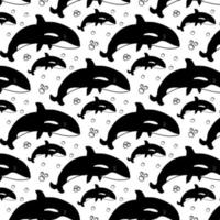 Pattern of Killer Whale on white background, vector illustration