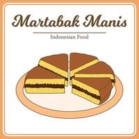 deliciosa comida tradicional indonesia llamada martabak manis vector
