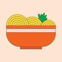 A Bowl of Noodle with Vegetable cartoon doodle vector