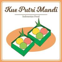 deliciosa comida tradicional indonesia llamada kue putri mandi vector