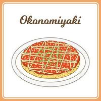 Hand Drawn Flat Design Doodle Japanese Food Called Okonimiyaki vector