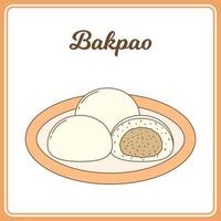 Delicious Stamed Dumpling Bun. Chinese Food. Asian Food vector