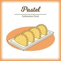 Hand Drawn of traditional Indonesian food called Pastel. Delicious Asian Food doodle vector