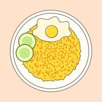 Indonesian Food Fried Rice with Fried Egg vector