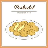 deliciosa comida tradicional indonesia llamada perkedel o puré de patata vector