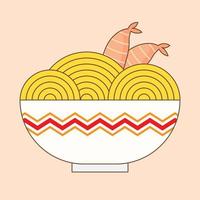 A Bowl of Noodle with shrimp vector