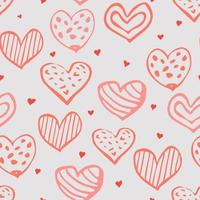 Seamless pattern with hand-drawn hearts in boho style. Vector romantic background. Great for fabric, textile, apparel.