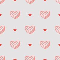 Seamless pattern with hand-drawn hearts in boho style. Vector romantic background. Great for fabric, textile, apparel.