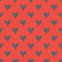 Seamless pattern with hand-drawn hearts on a red background in boho style. Vector romantic background. Great for fabric, textile, apparel.