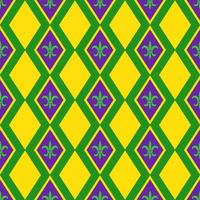 Seamless Mardi Gras pattern with fleur-de-lis symbol. Perfect for wallpaper, pattern fills, web page background, textile, holiday greeting cards vector