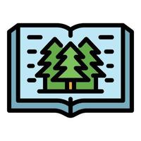 Eco forest book icon color outline vector