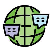 Global foreign language icon color outline vector