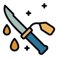 Criminal knife icon color outline vector