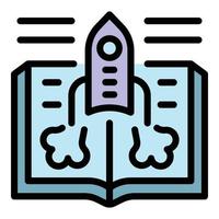 Foreign language rocket study icon color outline vector