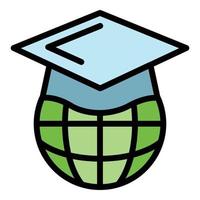 Global learning language icon color outline vector