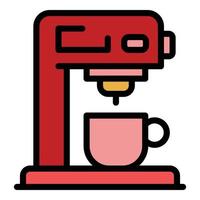 vector de contorno de color de icono de máquina de café en casa