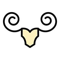 Head wildebeest icon color outline vector