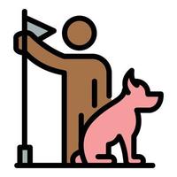 Start dog training icon color outline vector