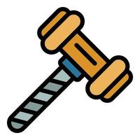 Judge gavel icon color outline vector