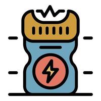 Policeman electro shocker icon color outline vector