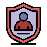 Personal secured shield icon color outline vector