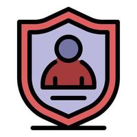 Personal secured shield icon color outline vector