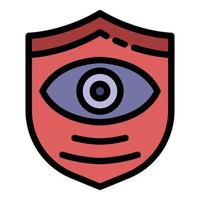 vector de contorno de color de icono de escudo de ojo de guardia