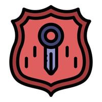 Secured shield icon color outline vector