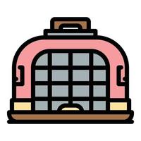 Dog travel cage icon color outline vector
