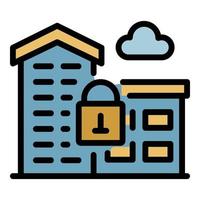 Secured office building icon color outline vector