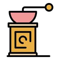 Manual coffee grinder icon color outline vector