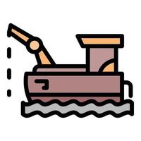 Floating fish farm icon color outline vector