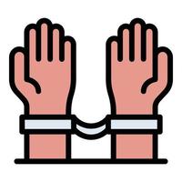 Hands with handcuffs icon color outline vector