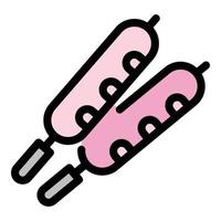 Picnic sausage icon color outline vector