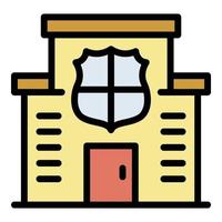 Police station building icon color outline vector