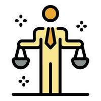 Prosecutor justice balance icon color outline vector