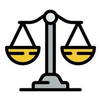 Judge balance icon color outline vector