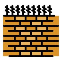 Prison brick wall icon color outline vector