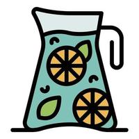 Pitcher of lemonade icon color outline vector