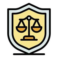 Judge balance shield icon color outline vector