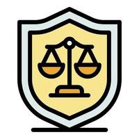 Judge balance shield icon color outline vector