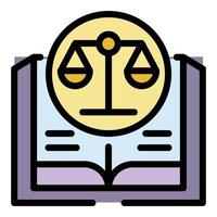 vector de esquema de color de icono de libro de juez