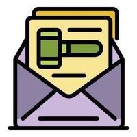 Judge letter decision icon color outline vector