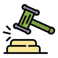 Judge gavel icon color outline vector