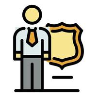 Judge guard icon color outline vector