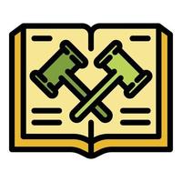 Judge gavel book icon color outline vector