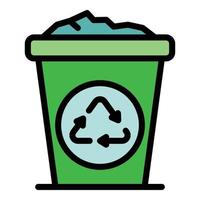 Trash container icon color outline vector