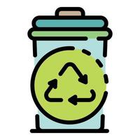 Trash can and recycling sign icon color outline vector