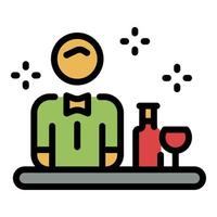 Barista in front of the bar icon color outline vector