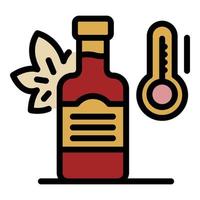 Bottle of wine and thermometer icon color outline vector